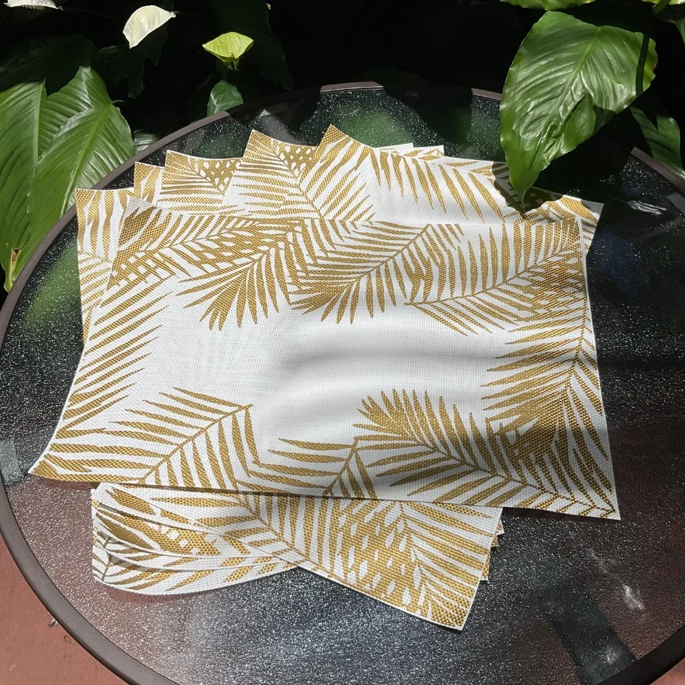 Vinyl Gold Leaf Placemats - 6 Total NWT
